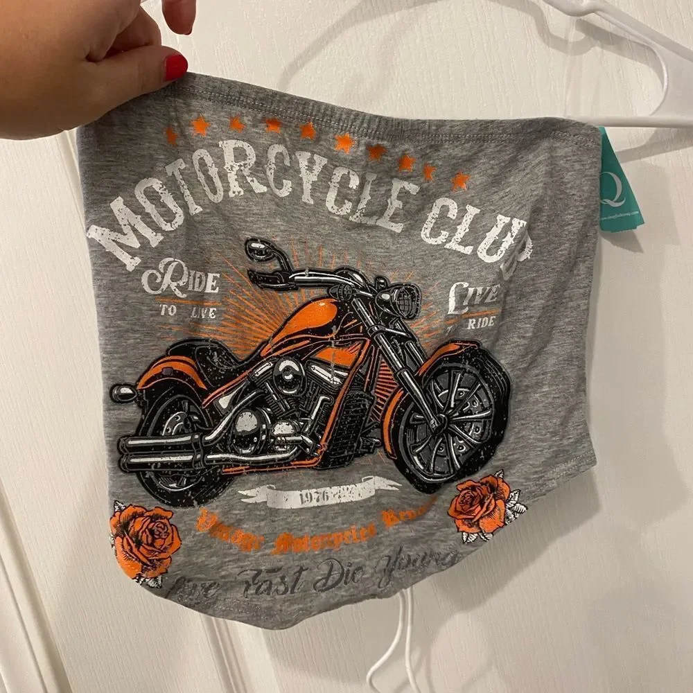 NWT motorcycle tube top with lace up back